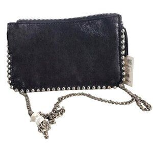 Zara Black Chain Studded Clutch NWT Bag With Zipper Closure & Detachable Strap N